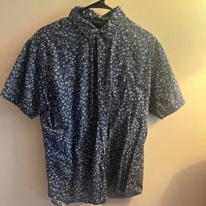 Blue Shirt Casual Button Down Floral